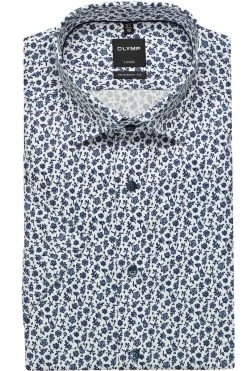 OLYMP Luxor Modern Fit Hemd Weiss/blau, Blumen