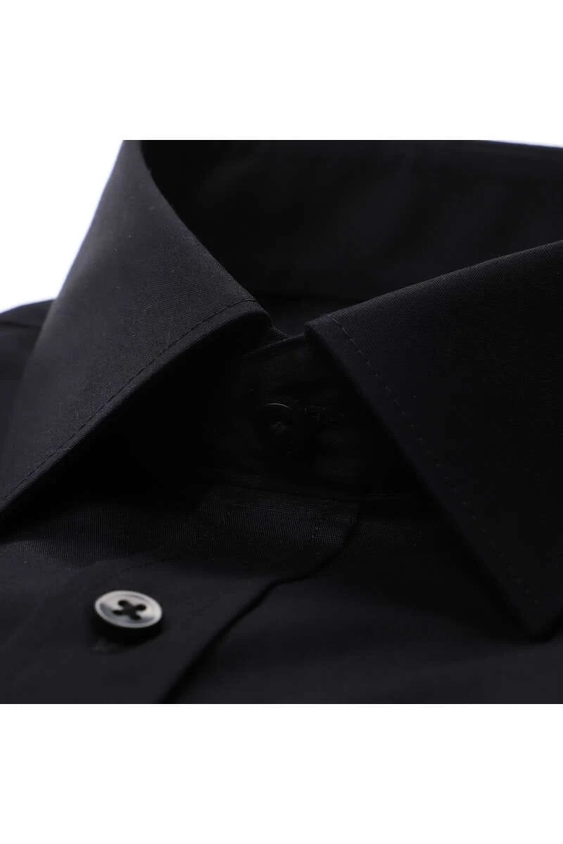 Redmond Slim Fit Hemd Schwarz, Einfarbig 2 Redmond Slim Fit Hemd Schwarz, Einfarbig – Bild 2