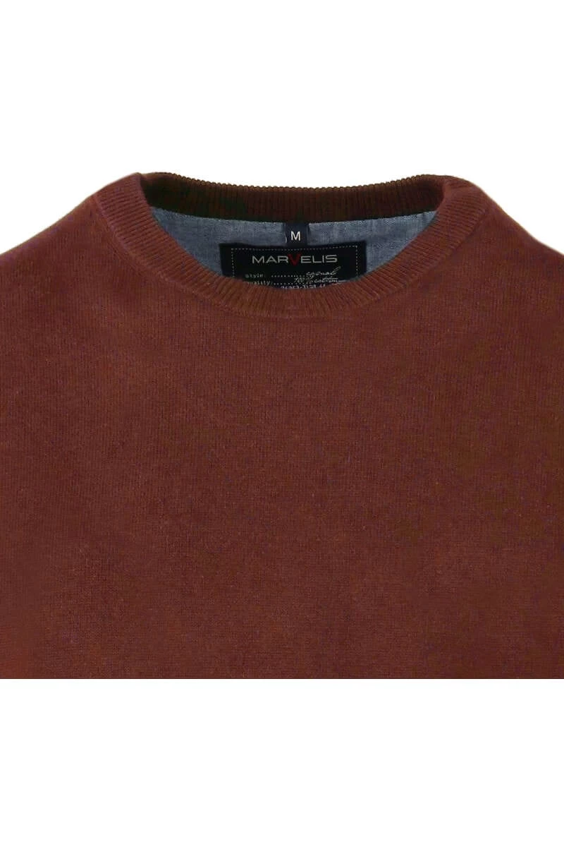 Marvelis Casual Modern Fit Herren Pullover V-Ausschnitt Rotbraun 2 Marvelis Casual Modern Fit Herren Pullover V-Ausschnitt Rotbraun – Bild 2