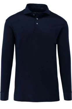 Van Laack Meisterwerk  Slim Fit Longsleeve Poloshirt Navy, Einfarbig -Ho ho ho, Mode in Grün. 20 1726 UC 180031 790 8 800