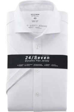 OLYMP Level Five 24/Seven Body Fit Jerseyhemd Weiss, Einfarbig