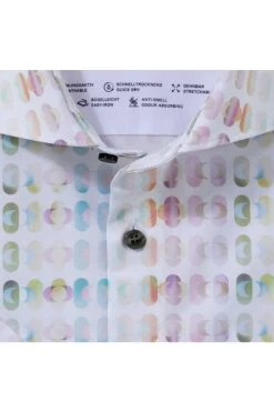 OLYMP Level Five 24/Seven Dynamic Flex Body Fit Jerseyhemd Weiss/pink, Gemustert -Ho ho ho, Mode in Grün. 2005 32 81 3 800