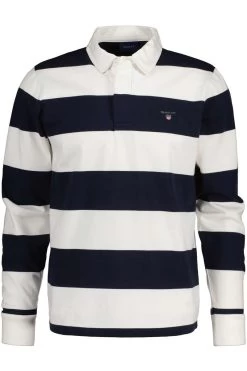 GANT   Regular Fit Longsleeve Poloshirt Weiss/blau, Querstreifen