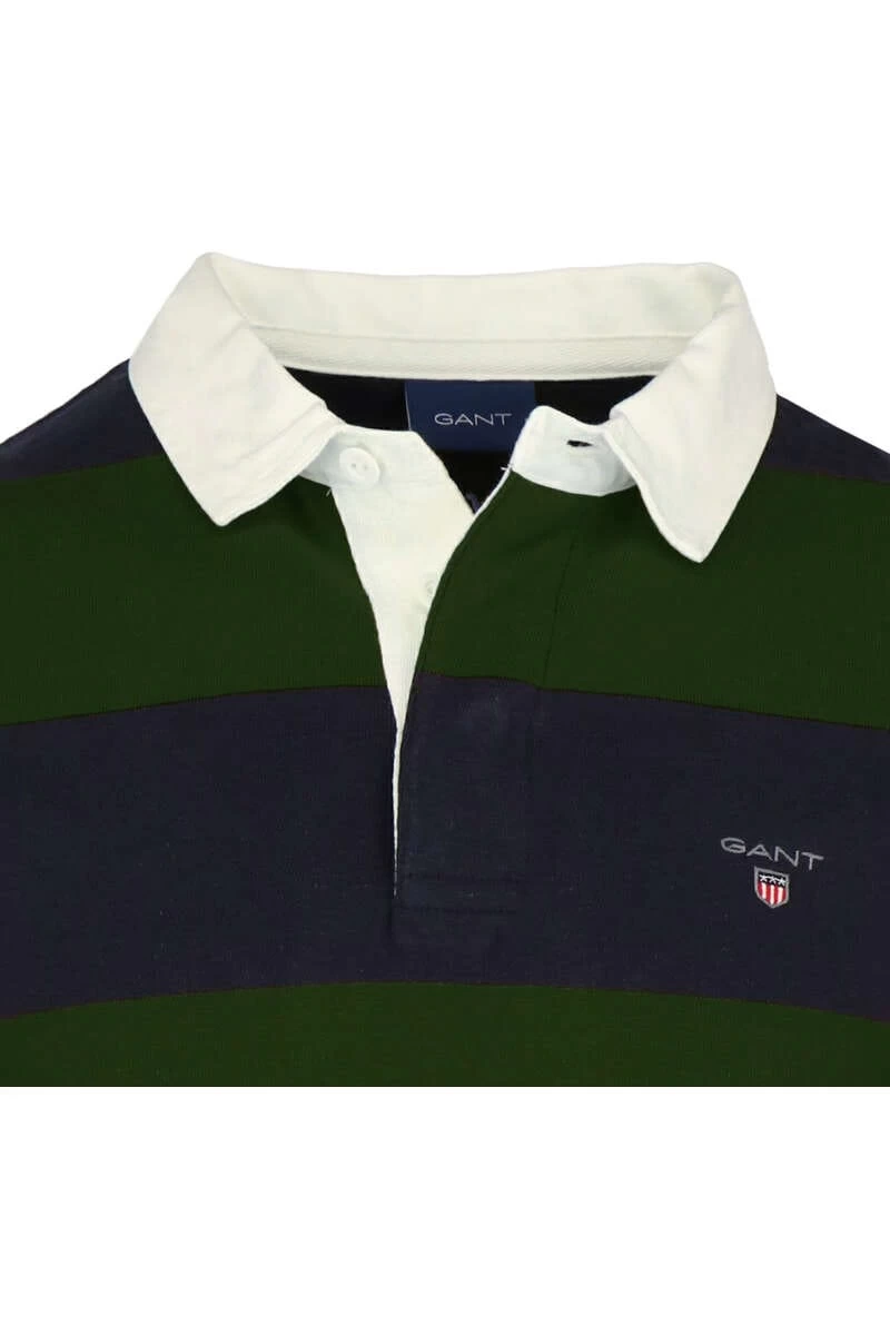 GANT Regular Fit Longsleeve Poloshirt Grün/blau, Querstreifen 2 GANT Regular Fit Longsleeve Poloshirt Grün/blau, Querstreifen – Bild 2