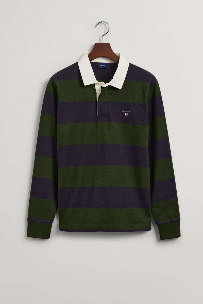 GANT Regular Fit Longsleeve Poloshirt Grün/blau, Querstreifen 4 GANT Regular Fit Longsleeve Poloshirt Grün/blau, Querstreifen – Bild 4