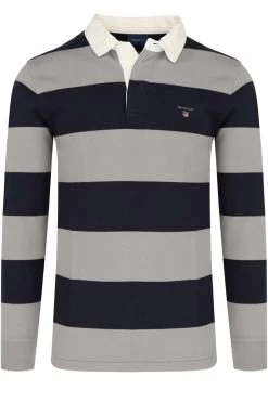 GANT   Regular Fit Longsleeve Poloshirt Grau/blau, Querstreifen