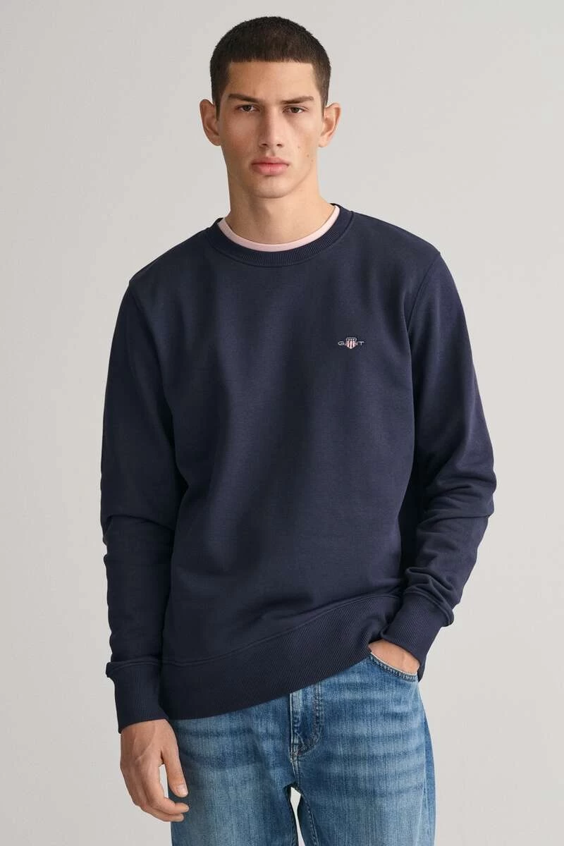 GANT Regular Fit Sweatshirt Rundhals Navy 2 GANT Regular Fit Sweatshirt Rundhals Navy – Bild 2