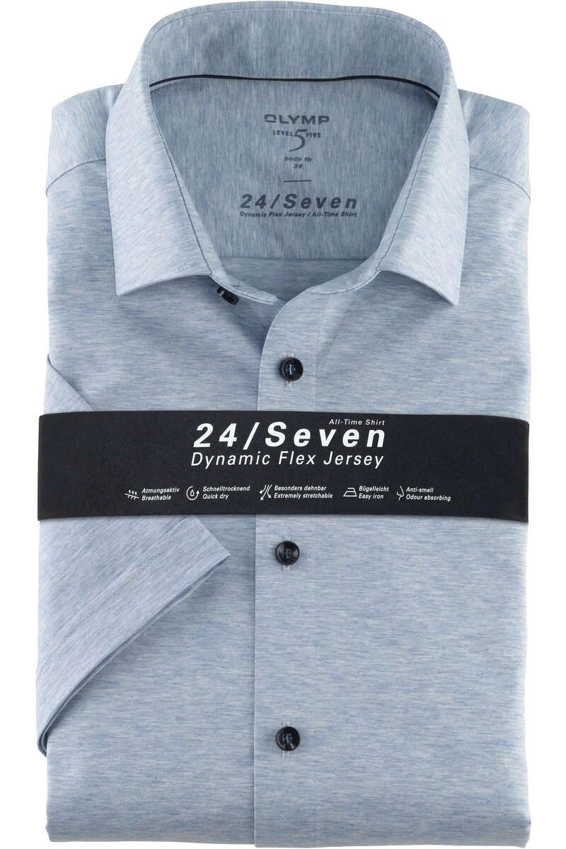 OLYMP Level Five Body Fit Jerseyhemd Hellblau, Meliert 1 OLYMP Level Five Body Fit Jerseyhemd Hellblau, Meliert