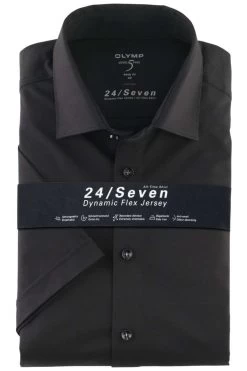 OLYMP Level Five Body Fit Jerseyhemd Schwarz, Einfarbig