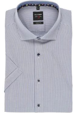 OLYMP Level Five Body Fit Hemd Marine/weiss, Gestreift