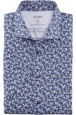 OLYMP Level Five 24/Seven Dynamic Flex Body Fit Jerseyhemd Blau/braun/weiss, Gemustert