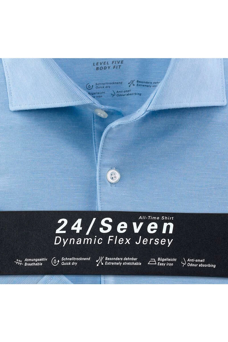 OLYMP Level Five 24/Seven Body Fit Jerseyhemd Bleu, Meliert 5 OLYMP Level Five 24/Seven Body Fit Jerseyhemd Bleu, Meliert – Bild 5