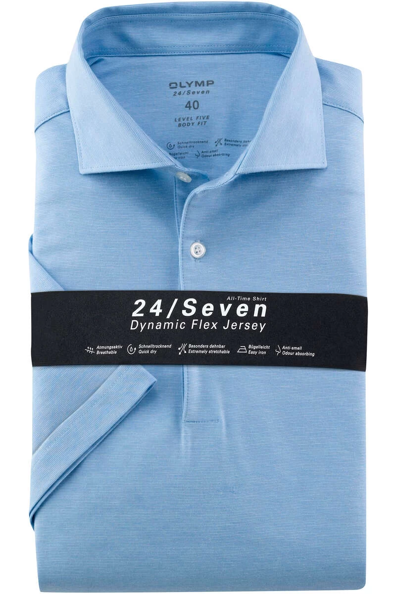 OLYMP Level Five 24/Seven Body Fit Jerseyhemd Bleu, Meliert 1 OLYMP Level Five 24/Seven Body Fit Jerseyhemd Bleu, Meliert