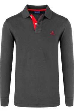 GANT   Regular Fit Longsleeve Poloshirt Dunkelgrau, Einfarbig
