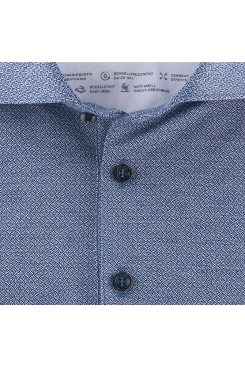 OLYMP Level Five 24/Seven Body Fit Longsleeve Poloshirt Royal, Gemustert 4 OLYMP Level Five 24/Seven Body Fit Longsleeve Poloshirt Royal, Gemustert – Bild 4