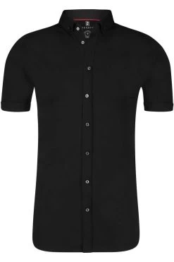 Desoto Slim Fit Jerseyhemd Schwarz, Einfarbig