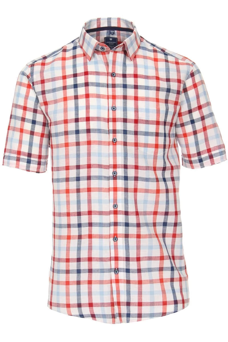 Redmond Regular Fit Leinenhemd Weiss/blau/rot, Kariert 1 Redmond Regular Fit Leinenhemd Weiss/blau/rot, Kariert