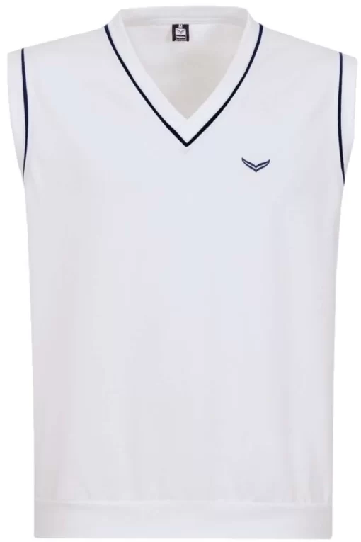 TRIGEMA Comfort Fit Herren Pullunder V-Ausschnitt Weiss -Ho ho ho, Mode in Grün. 21401 001 800