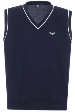 TRIGEMA Comfort Fit Herren Pullunder V-Ausschnitt Navy