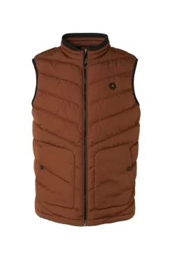No-Excess No Excess Regular Fit Herren Steppweste Zip Braun