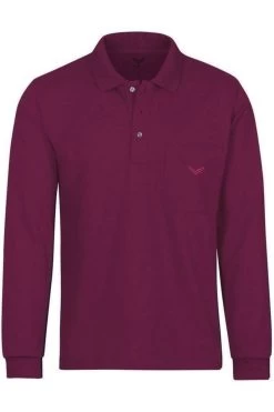 TRIGEMA Comfort Fit Longsleeve Poloshirt Sangria, Einfarbig