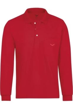 TRIGEMA   Comfort Fit Longsleeve Poloshirt Rot, Einfarbig