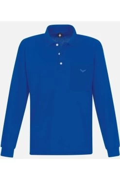 TRIGEMA   Comfort Fit Longsleeve Poloshirt Blau, Einfarbig