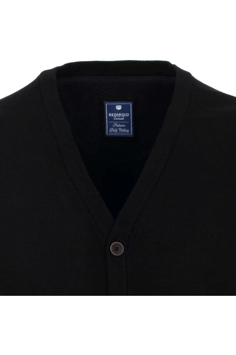 Redmond Casual Regular Fit CardiganKnopfleiste Schwarz 2 Redmond Casual Regular Fit CardiganKnopfleiste Schwarz – Bild 2