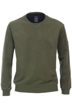 Redmond Casual Regular Fit Sweatshirt Rundhals Oliv