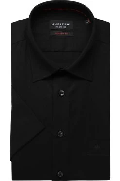 Jupiter Modern Fit Hemd Schwarz, Einfarbig