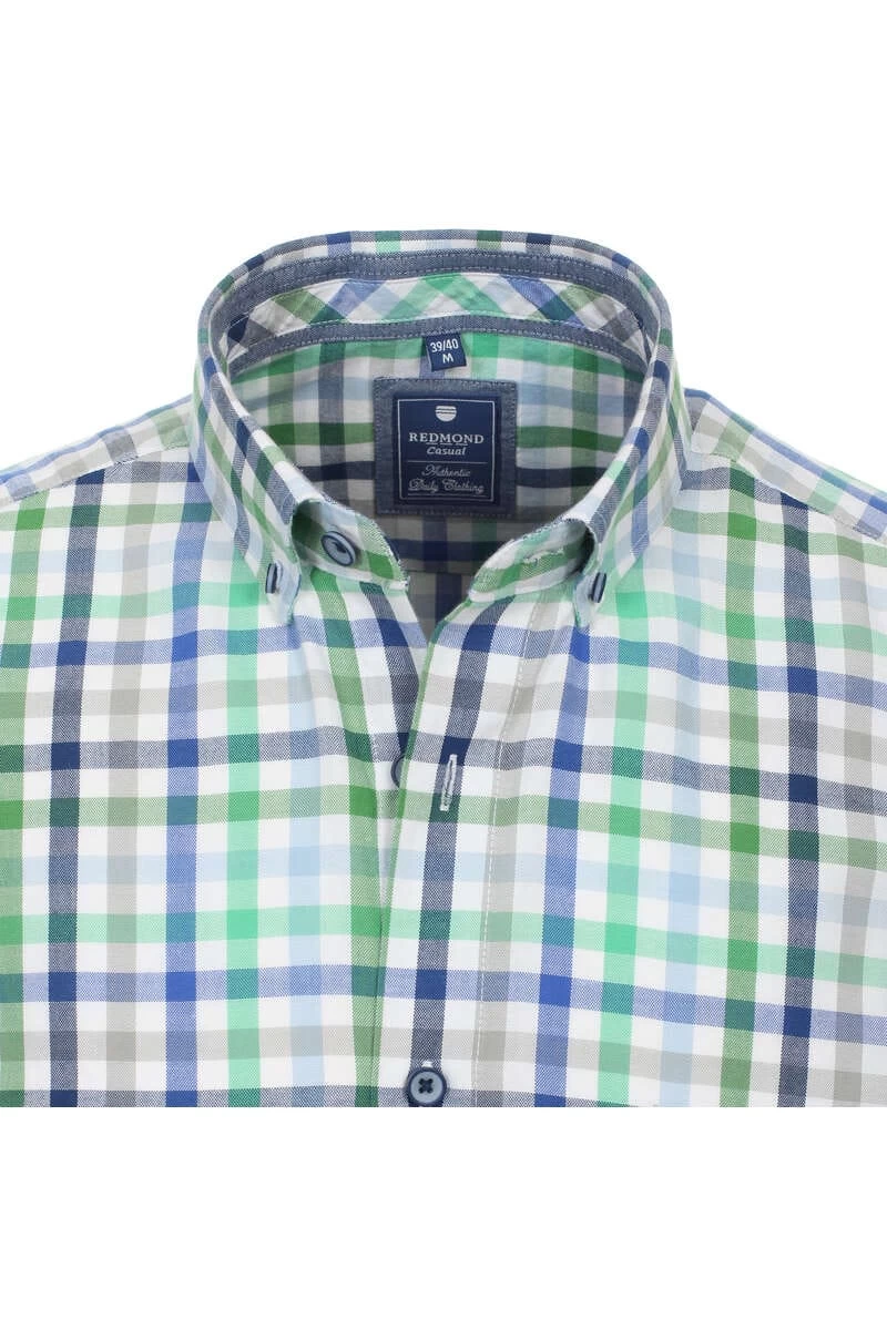 Redmond Regular Fit Hemd Grün/blau, Kariert 2 Redmond Regular Fit Hemd Grün/blau, Kariert – Bild 2