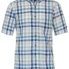 Redmond Casual Regular Fit Leinenhemd Blau/weiss, Kariert