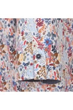 Redmond Casual Modern Fit Leinenhemd Blau/orange, Blumen -Ho ho ho, Mode in Grün. 231170990 10 2 800