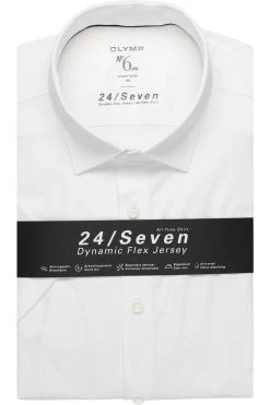 OLYMP No. Six Super Slim Jerseyhemd Weiss, Einfarbig