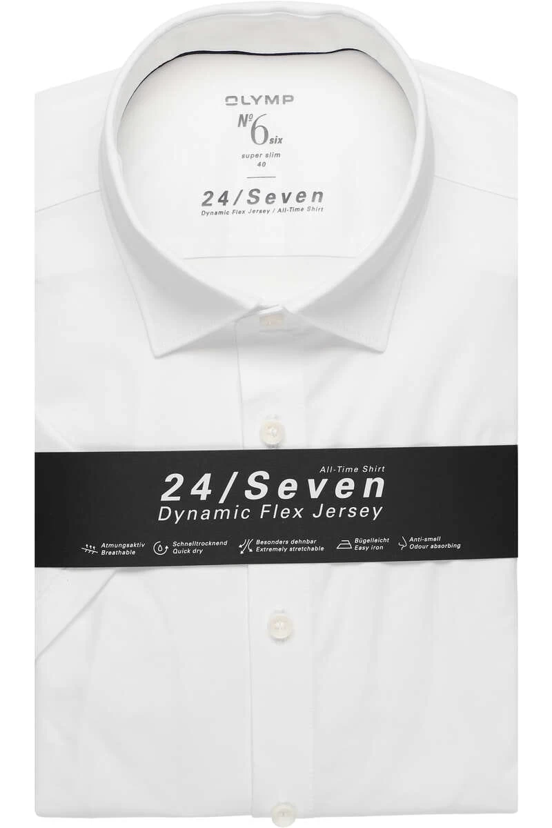 OLYMP No. Six Super Slim Jerseyhemd Weiss, Einfarbig 1 OLYMP No. Six Super Slim Jerseyhemd Weiss, Einfarbig