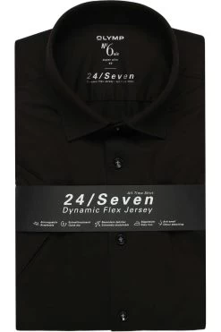 OLYMP No. Six Super Slim Jerseyhemd Schwarz, Faux-uni
