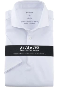 OLYMP No. Six 24/Seven Dynamic Flex Super Slim Jerseyhemd Weiss, Faux-uni