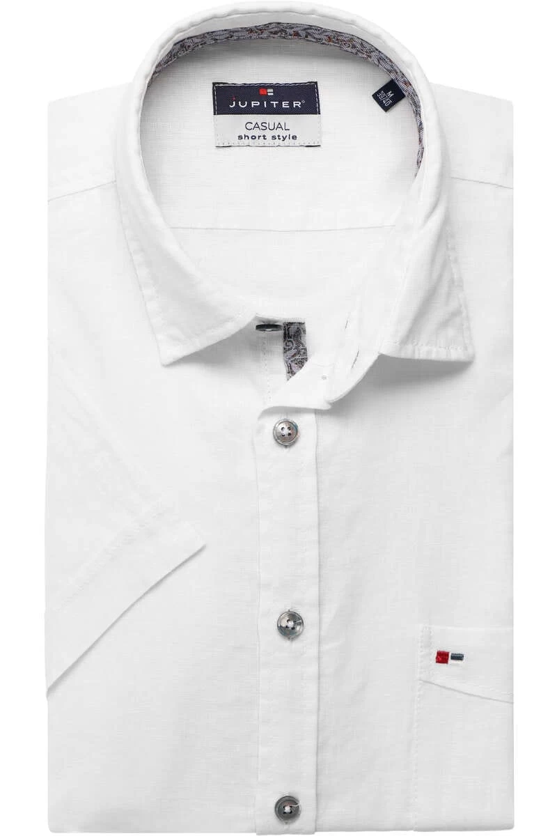 Jupiter Casual Regular Fit Leinenhemd Weiss, Einfarbig 1 Jupiter Casual Regular Fit Leinenhemd Weiss, Einfarbig