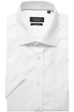 Hatico Regular Fit Hemd Weiss, Einfarbig