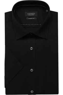 Hatico Modern Fit Hemd Schwarz, Einfarbig