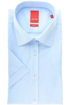 Pure Slim Fit Hemd Hellblau, Einfarbig