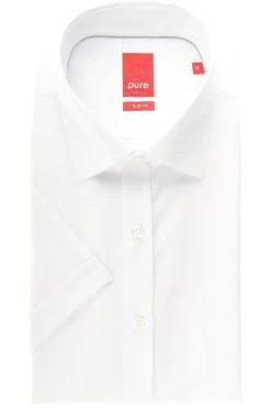 Pure Slim Fit Hemd Weiss, Einfarbig
