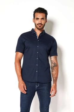 Desoto Slim Fit Jerseyhemd Navy, Faux-uni -Ho ho ho, Mode in Grün. 33531 3 512 11 800