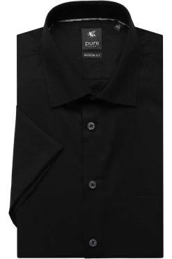 Pure Modern Fit Hemd Schwarz, Einfarbig