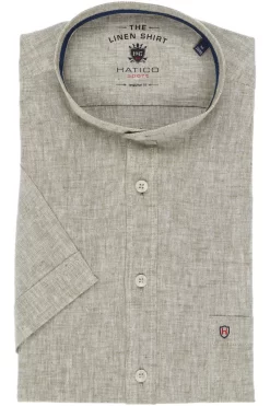 Hatico Regular Fit Leinenhemd Anthrazit, Einfarbig