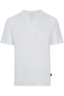 TRIGEMA  Comfort Fit T-Shirt Henleykragen Weiss, Einfarbig