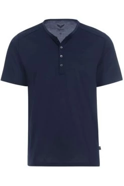 TRIGEMA Comfort Fit T-Shirt Henleykragen Navy, Einfarbig