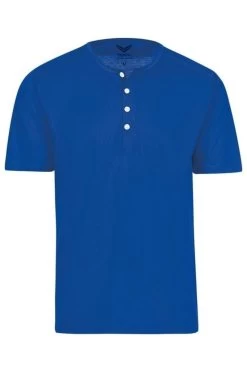 TRIGEMA Comfort Fit T-Shirt Henleykragen Royal, Einfarbig