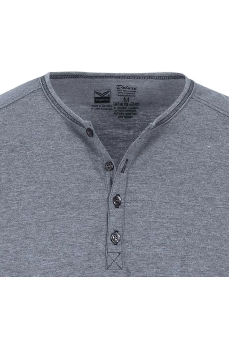 TRIGEMA Comfort Fit T-Shirt Henleykragen Steingrau, Melange 2 TRIGEMA Comfort Fit T-Shirt Henleykragen Steingrau, Melange – Bild 2