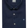 Pure Casual Slim Fit Leinenhemd Marine, Einfarbig